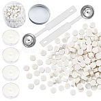 Sealing Wax Particles Kits for Retro Seal Stamp, with Stainless Steel Spoon, Candle, Plastic Empty Containers, White, 307pcs/set(DIY-CP0003-50F)