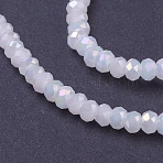 Faceted Electroplate Glass Rondelle Bead Strands, Imitation Jade, AB Color Plated, White, 3x2mm, Hole: 0.5mm, about 135~140pcs/strand, 32~34cm(X-EGLA-R048-2mm-36)