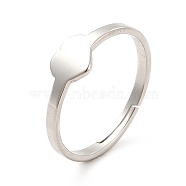 201 Stainless Steel Heart Adjustable Ring for Women, Stainless Steel Color, US Size 6 1/2(16.9mm)(RJEW-F131-06P)
