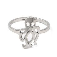 304 Stainless Steel Adjustable Rings, Octopus, Stainless Steel Color, US Size 6 1/4(16.7mm)(X-RJEW-K245-51P)