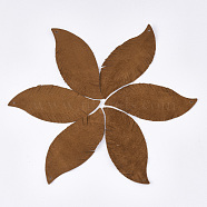 Eco-Friendly Sheepskin Leather Big Pendants, Leaf, Chocolate, 70x29x1mm, Hole: 1.4mm(FIND-S301-24H)