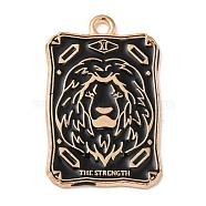 Alloy Pendants, with Enamel, Golden, Rectangle with Tarot Charm, Other Animal, 28x18x1.5mm, Hole: 1.8mm(ENAM-R144-01G-05)