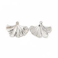 304 Stainless Steel Pendants, Ginkgo Leaf Charm, Stainless Steel Color, 22.5x30x2mm, Hole: 1.4mm(STAS-F290-10P)