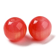 Translucent Resin Beads, Glitter Beads, Round, Red, 8x7.5mm, Hole: 1.8mm(RESI-Z015-04C)