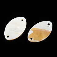 Natural Freshwater Shell Connector Charms, Oval, 34x20.5x2~3mm, Hole: 2.5mm(SHEL-N026-214B-A01)