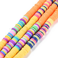Handmade Polymer Clay Bead Strands, Heishi Beads, Disc/Flat Round, Mixed Color(Main Color: Light Salmon & Gold), 6x0.3~1.5mm, Hole: 1.6mm, about 335~351pcs/strand, 15.47 inch~15.71 inch(39.3cm~39.9cm)(CLAY-S096-030C)