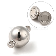 Stainless Steel Magnetic Clasps with Loops, Stainless Steel Color, 20x12mm, Hole: 2mm(STAS-E049-13A)