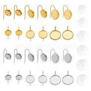 DIY Dangle Earring Making Kits, Round Earring Hooks and 24 Pcs Dome Glass Cabochons, Golden & Silver, 48pcs/box(DIY-UN0002-63)