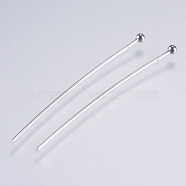 304 Stainless Steel Ball Head Pins, Stainless Steel Color, 40x0.5mm, 24 Gauge, Head: 2mm(STAS-F146-02P-40mm)