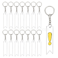 BENECREAT DIY Vertical Flag Acrylic Blank Pendant Keychain Making Kits, with Iron Split Key Rings, Platinum & Stainless Steel Color, Pendants: 75x19.5x3mm, Hole: 3mm, 20pcs/box(DIY-BC0001-64A)
