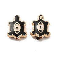 Alloy Enamel Beads, Tortoise with Evil Eye, Golden, Black, 12.5x10x4mm, Hole: 1.5mm(PALLOY-F290-30G-01)