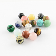 Natural & Synthetic Mixed Stone Beads, Gemstone Sphere, for Wire Wrapped Pendants Making, No Hole/Undrilled, Round, Mixed Color, 12mm(X-G-S117-12mm-M)