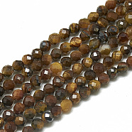 Natural Tiger Eye Beads Strands, Faceted, Round, 3~3.5mm, Hole: 0.3mm, about 113pcs/strand, 14.9 inch(G-S300-02-3mm)