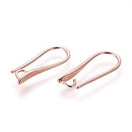 Brass Earring Hooks, with Horizontal Loop, Rose Gold, 19.5x8x2.5mm, Hole: 2mm, 18 Gauge, Pin: 1mm(KK-L177-32RG)
