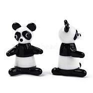 Handmade Lampwork Home Decorations, 3D Panda Ornaments for Gift, Black, 32~35x36x49~52mm(LAMP-T011-89)