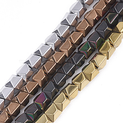 Electroplate Non-magnetic Synthetic Hematite Beads Strands, Vacuum Plating, Polygon, Mixed Color, 7.5x7x7.5mm, Hole: 1mm, about 51~52pcs/strand, 16.1 inch(G-S352-01)