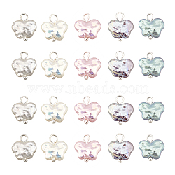 20Pcs 5 Colors ABS Plastic Imitation Pearl Pendants, AB Color Plated,  with Brass Findings, Butterfly, Mixed Color, 14.5x12x2.5mm, Hole: 2mm, 4pcs/color(OACR-AR0001-13)
