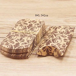 Paper Pillow Gift Boxes, Packaging Boxes, Party Favor Sweet Candy Box, Floral Pattern, BurlyWood, 9.9x5.5x0.1cm, Finished Product: 8x5.5x2cm(CON-J002-S-05A)