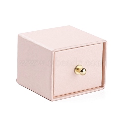 Square Paper Drawer Jewelry Set Box, with Brass Rivet, for Ring and Bracelets Gifts Packaging, Lavender Blush, 5x5x4cm(CON-C011-01A)