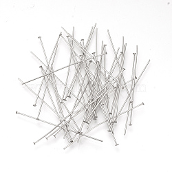 304 Stainless Steel Flat Head Pins, Stainless Steel Color, 50x0.7mm, Head: 1.5mm(STAS-Q218-01D)