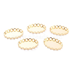 304 Stainless Steel Cabochon Settings, Lace Edge Bezel Cups, Oval, Golden, 19x14x3mm Tray: 18mmx13mm(STAS-Y001-10G)