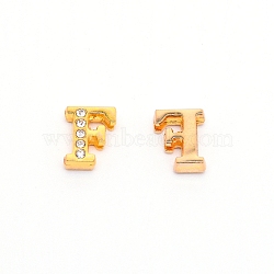 Alloy Slide Charms, with Crystal Rhinestone and Initial Letter A~Z, Letter.F, F: 11.5x9.5x4mm, Hole: 1.5x8mm(PALLOY-TAC0012-21F)