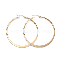 201 Stainless Steel Hoop Earrings, with 304 Stainless Steel Pins, Flat Ring Shape, Golden, 53.5x1~2mm, Pin: 1x0.7mm(EJEW-I245-01E)