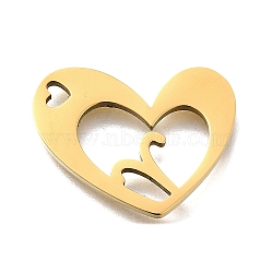 201 Stainless Steel Pendants, Laser Cut, Heart with Constellation Charm, Golden, Aries, 17x21.5x1.5mm, Hole: 1.6x2.6mm(STAS-A116-01G-01)