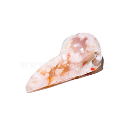 Natural Cherry Blossom Agate Display Decorations, for Home Office Desk, Skull Pattern, 67mm(G-PW0004-42F)