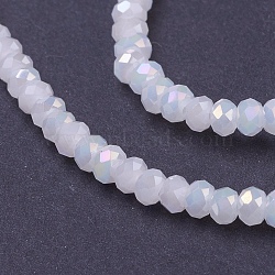 Faceted Electroplate Glass Rondelle Bead Strands, Imitation Jade, AB Color Plated, White, 3x2mm, Hole: 0.5mm, about 165~170pcs/strand, 16.7 inch(X-EGLA-R048-2mm-36)