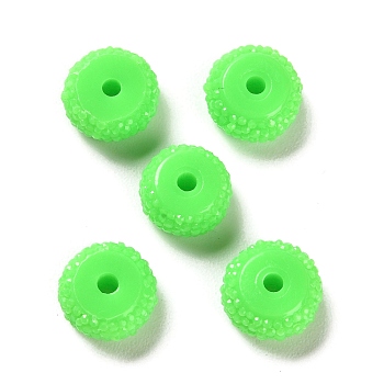 Opaque Resin Beads, Textured Rondelle, Lime, 12x7mm, Hole: 2.5mm