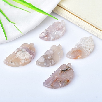 Natural Cherry Blossom Agate Display Decorations, for Home Office Desk, Leaf, 45~55mm