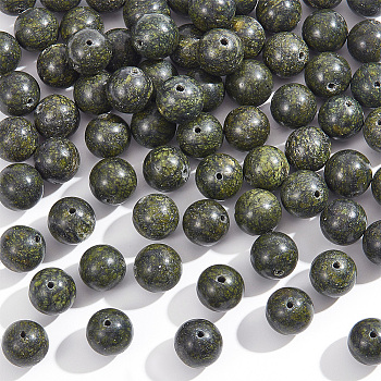 2 Strands Natural Serpentine/Green Lace Stone Beads Strands, Round, 10mm, Hole: 1mm, about 36pcs/strand, 15 inch