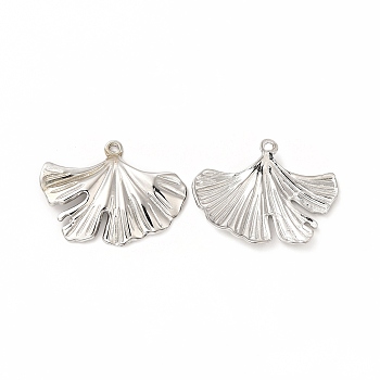 304 Stainless Steel Pendants, Ginkgo Leaf Charm, Stainless Steel Color, 22.5x30x2mm, Hole: 1.4mm