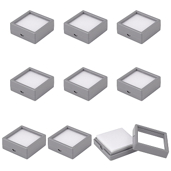 Square Acrylic Jewelry Storage Box with Window, Visual Box, Silver, 5.05x5.05x2cm