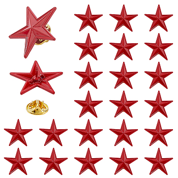 24 Sets Enamel Pins, Alloy Lapel Pin Backs for Backpack Clothes, Star, Red, 26.5x27.5mm