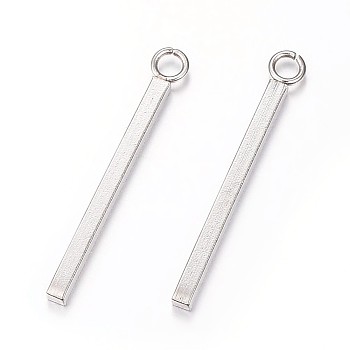 304 Stainless Steel Bar Pendants, Rectangle, Stainless Steel Color, 23x1.5x1.5mm, Hole: 2mm
