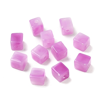 Transparent Acrylic Beads, Cube, Orchid, 8x8x9mm, Hole: 2mm, about 920~940pcs/500g