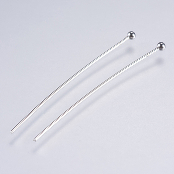 304 Stainless Steel Ball Head Pins, Stainless Steel Color, 40x0.5mm, 24 Gauge, Head: 2mm