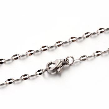 304 Stainless Steel Link Chain Necklaces, with Lobster Claw Clasps, Stainless Steel Color, 23.6 inch(59.9cm), 2.5mm