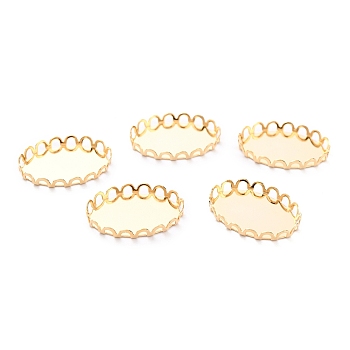 304 Stainless Steel Cabochon Settings, Lace Edge Bezel Cups, Oval, Golden, 19x14x3mm Tray: 18mmx13mm