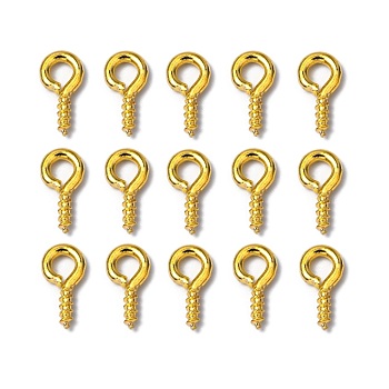 Iron Screw Eye Pin Peg Bails, For Half Drilled Beads, Golden, 8x4x1mm, Hole: 2mm