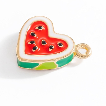 Zinc Alloy Enamel Charms, Real 18K Gold Plated, Heart, 11x13.5x4mm, Hole: 1.5mm