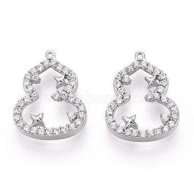 Rhodium Plated 925 Sterling Silver Micro Pave Cubic Zirconia Charms(STER-T004-14P)-2