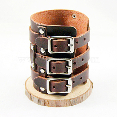 Панк-рок стиле коровьей кожаные браслеты(BJEW-O088-02B)-4