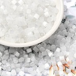 Glass Seed Beads, Imitation Cat Eye, Round Hole, Hexagon, White, 3.5x3.8x3.5mm, Hole: 1mm, about 140pcs/10g(X1-SEED-H002-D-A801)