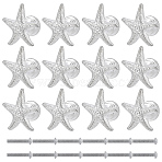12 Bags Starfish Alloy Drawer Pull Handle, Cabinet Door Handle, Furniture Pull, Platinum & Silver, 27x27.5x17.5mm(AJEW-WR0003-49)