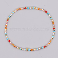 Bohemian Style Rainbow Glass & Brass Beaded Handmade Fashion Women's Bracelet(QD2599-26)