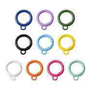 10Pcs Spray Painted Alloy Spring Gate Rings, Round Rings, Mixed Color, 31x25x4mm, Hole: 4.8mm, inner diameter: 18mm(FIND-YW0001-63)
