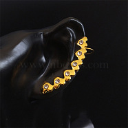 Rhinestone Cuff Earrings for Girl Women Gift, 304 Stainless Steel Earrings, Heart, Right, 45x8mm(EJEW-B042-02G-B)